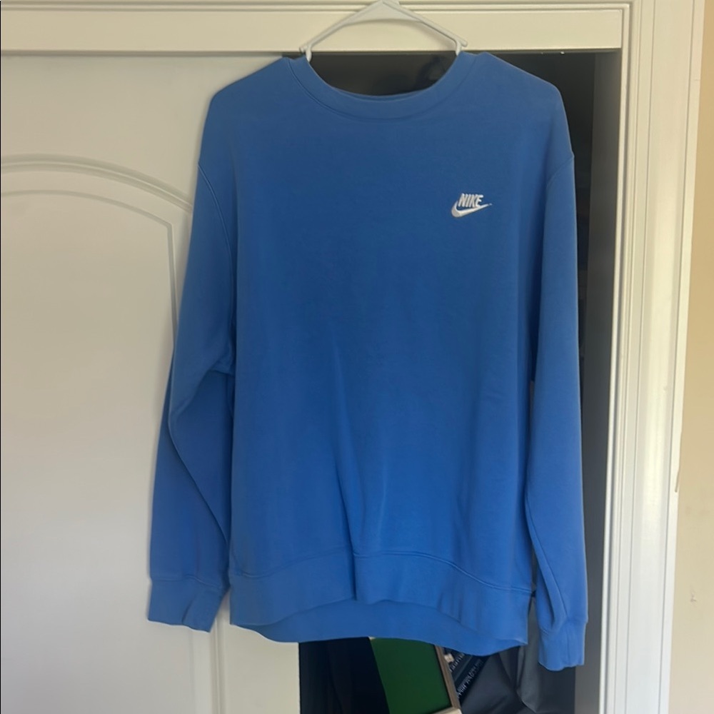 Nike Blue Crewneck Sweater with Classic Swoosh